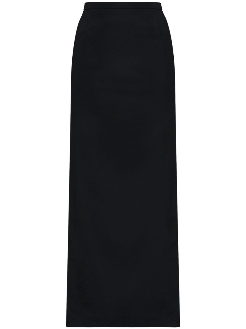 Dolce & Gabbana Cady Calf-length Skirt With Slits In Black