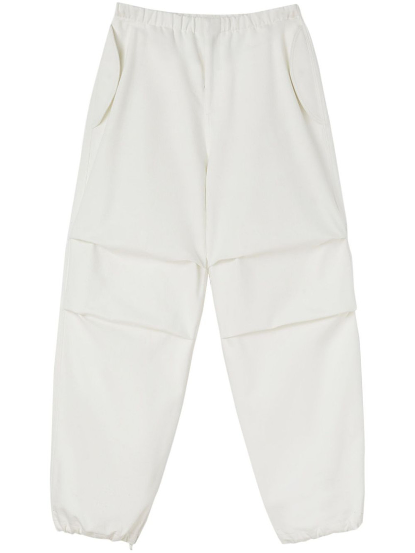 Jil Sander Trousers Cotton Drawstring Cuffs In White