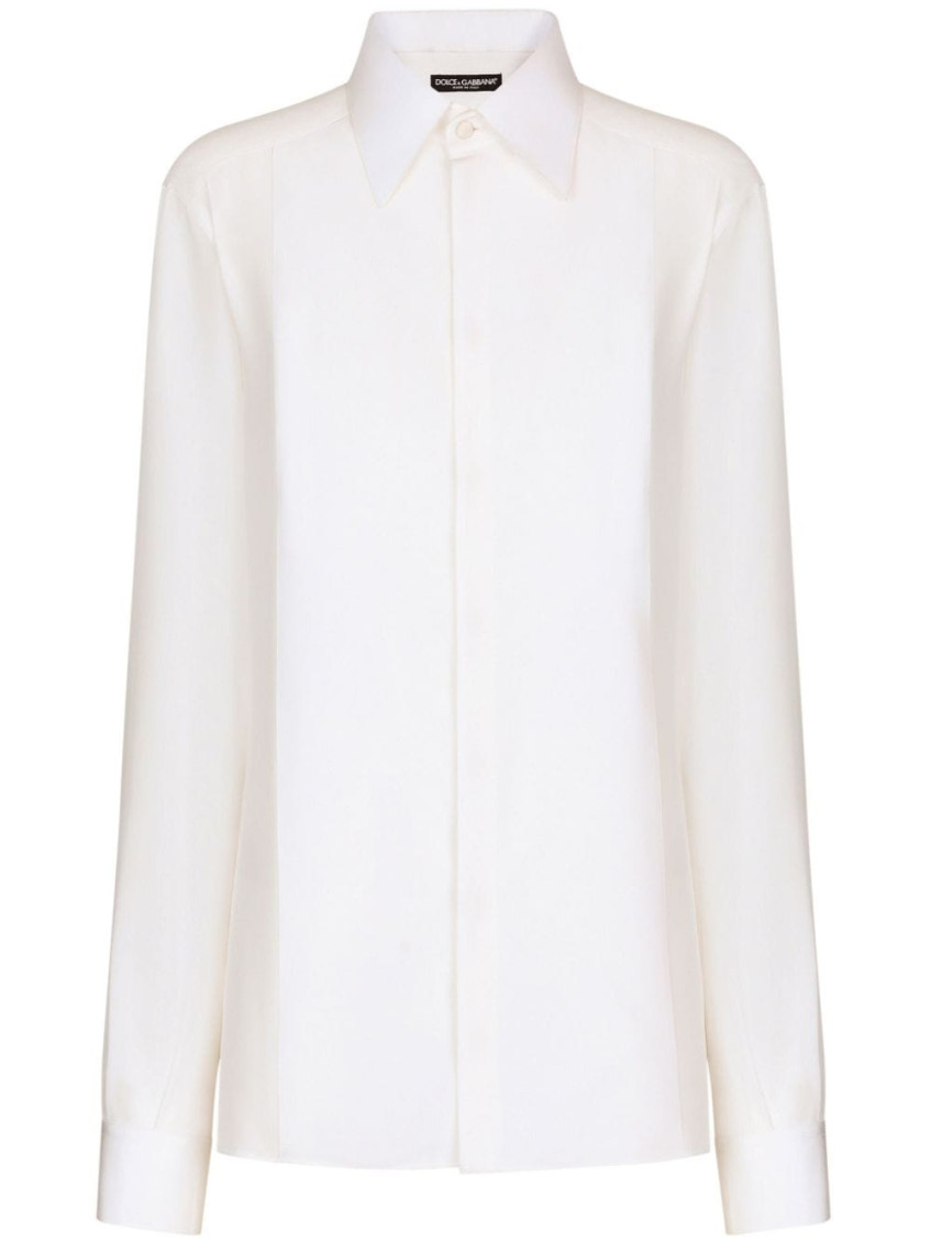 Dolce & Gabbana Silk Crepe De Chine Shirt In White