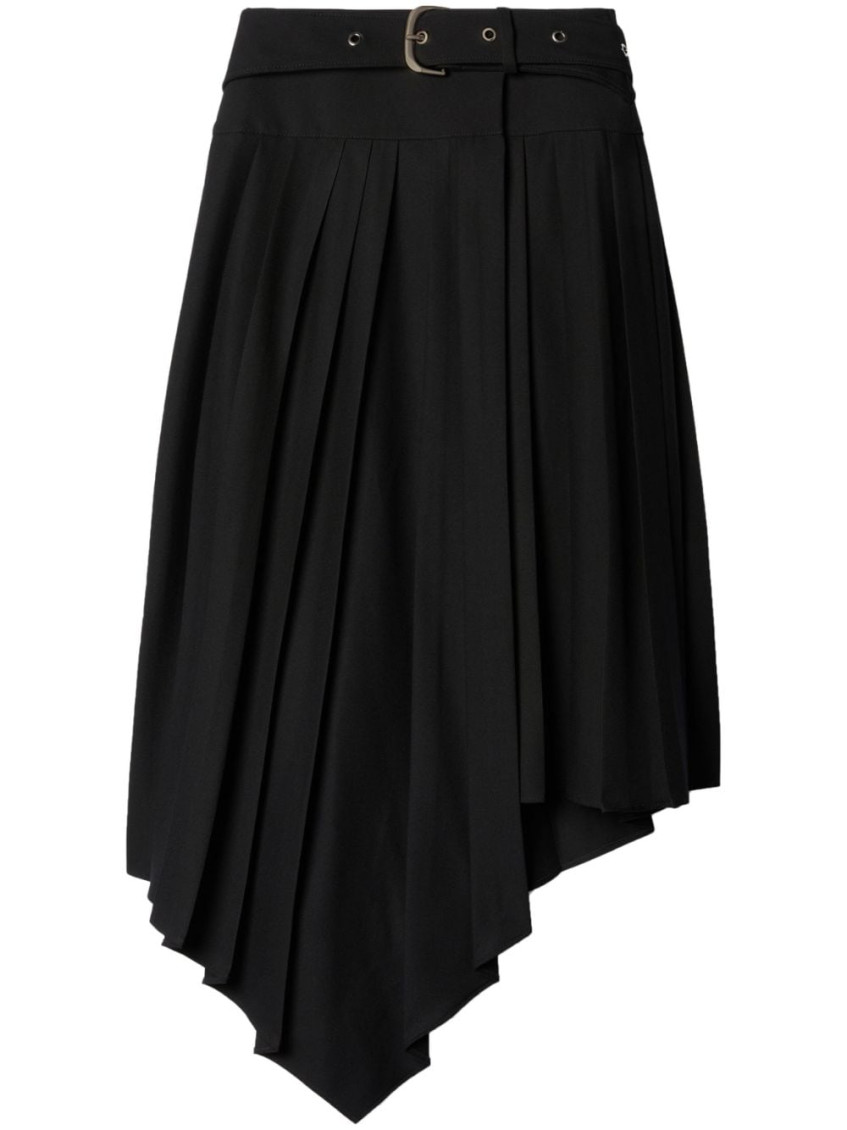Off-white Off White Belted Pleated Skirt In Black