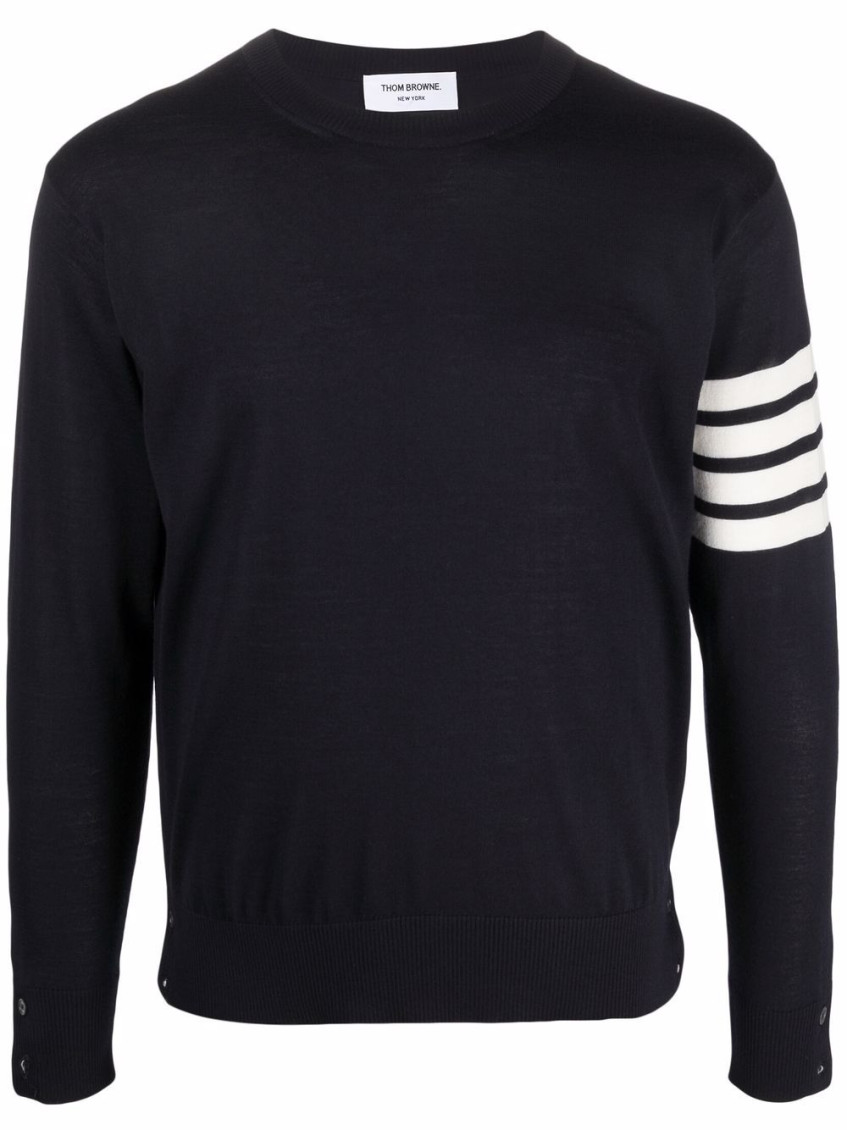Thom Browne 4-bar Stripe Virgin Wool Jumper In Navy Blue