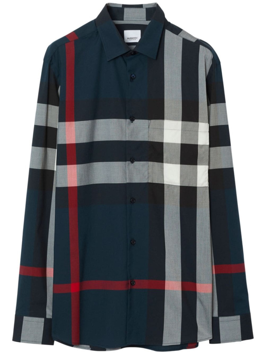 Black and grey burberry shirt sales