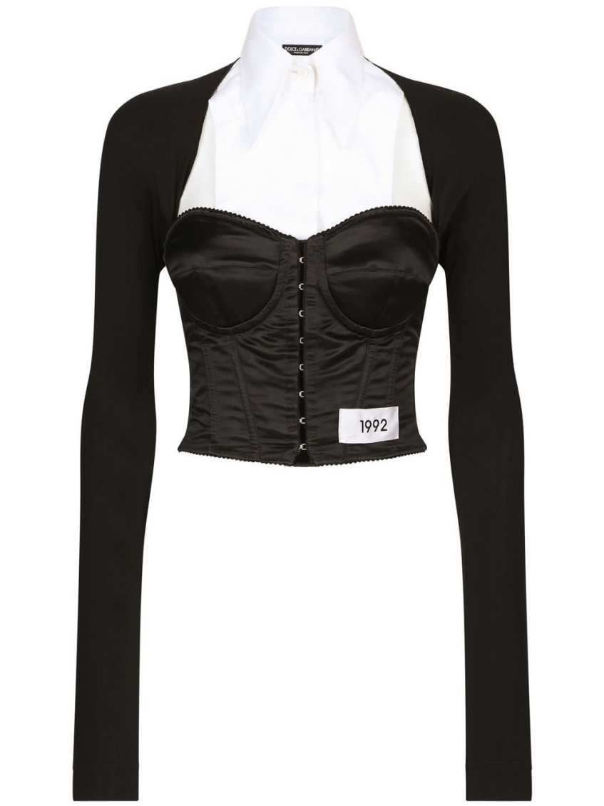 Shop Dolce & Gabbana Black Layered-shirt Corset Shirt