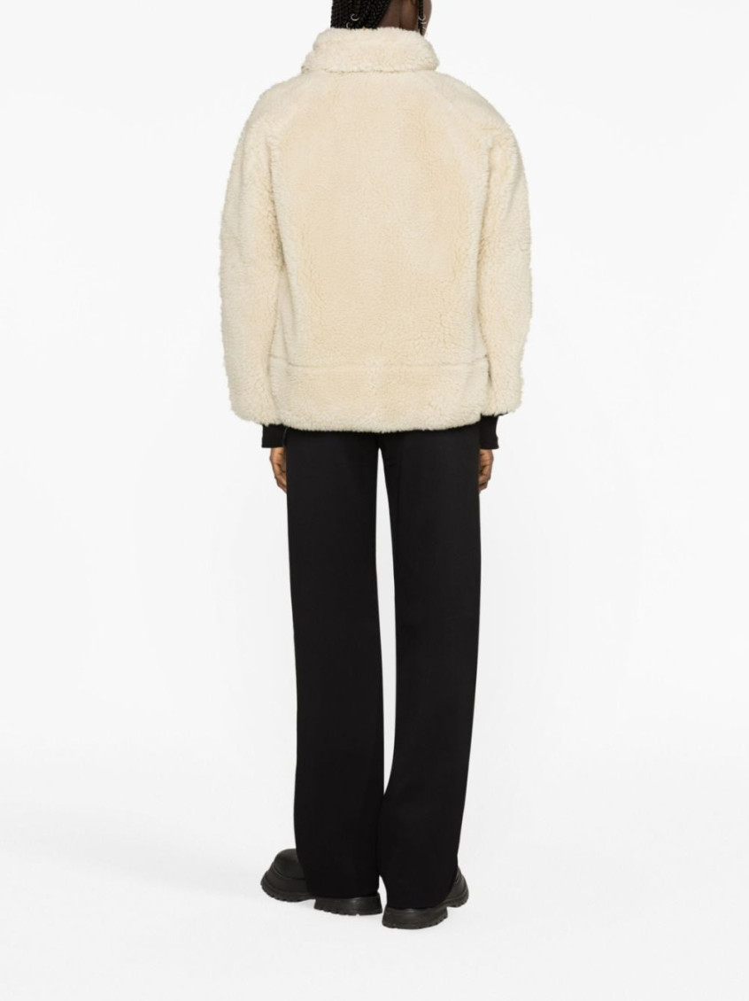 Sacai Beige Black Faux Shearling Jacket for Women Online India at Sacai Beige Black Faux Shearling Jacket for Women Online India at
