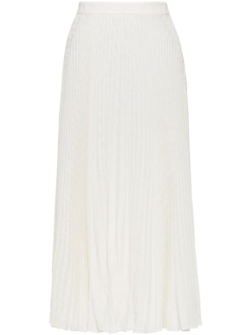 VALENTINO PLEATED SILK MIDI SKIRT