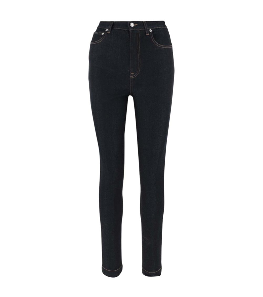 Dolce & Gabbana Grace Stretch Denim Trousers In Dark Blue