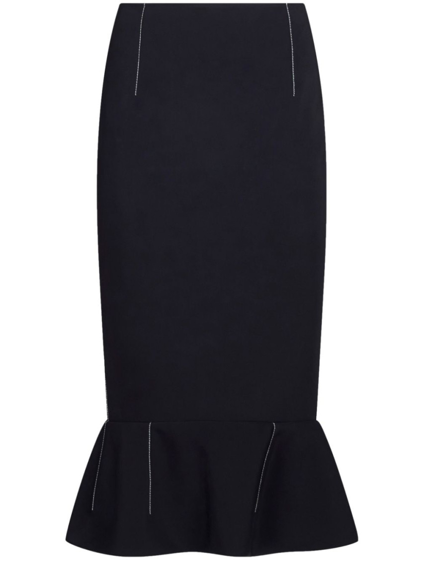 Marni Flounce Hem Midi Skirt With High Waist In Black
