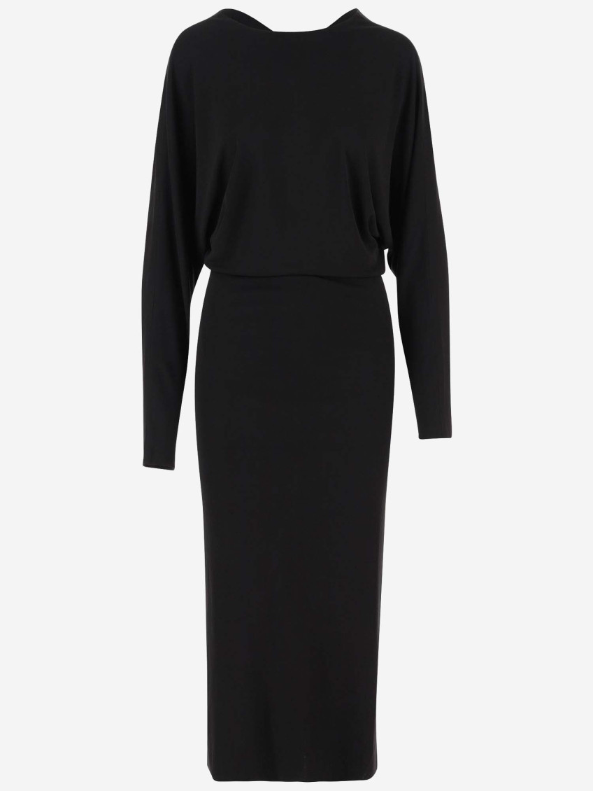 Khaite Trina Open-back Boat Neck Dress In Black