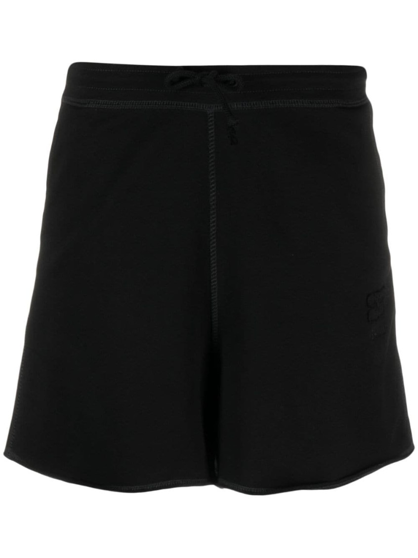 Ganni Logo Organic Cotton Shorts In Black