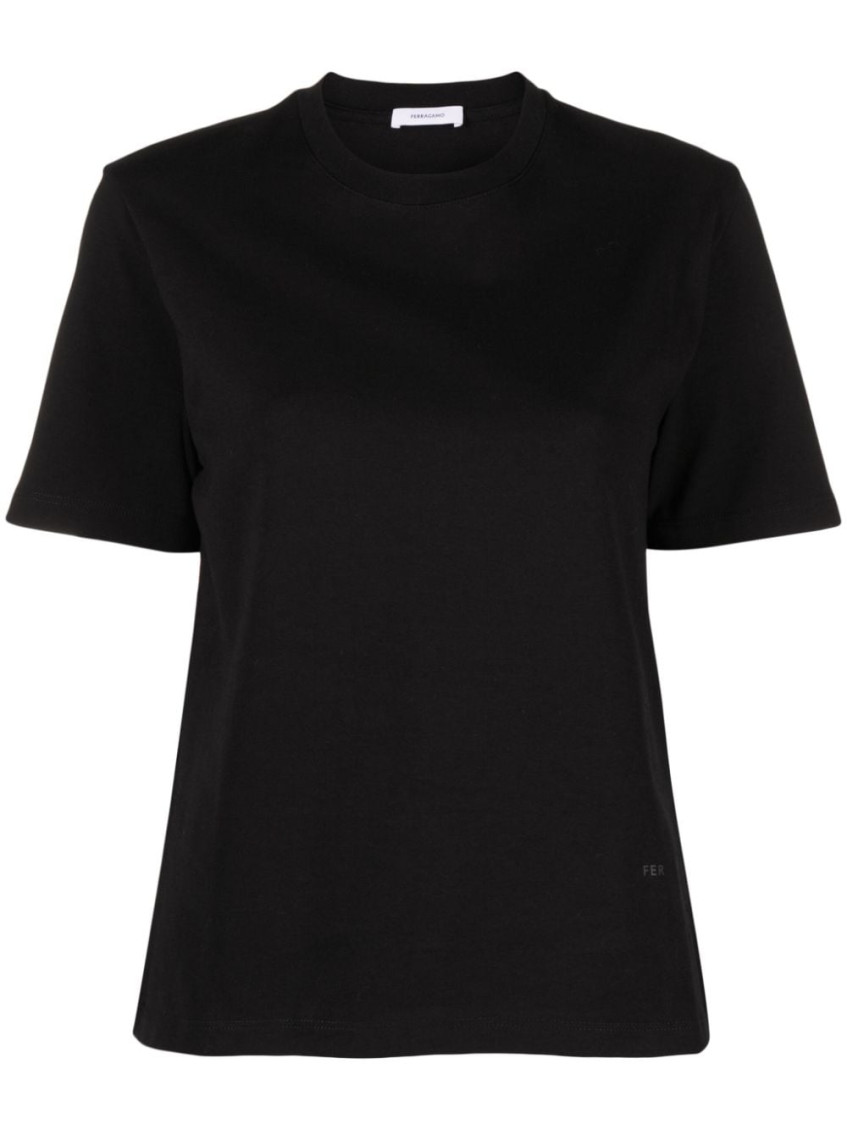 Ferragamo Cotton And Silk Blend T-shirt In Black