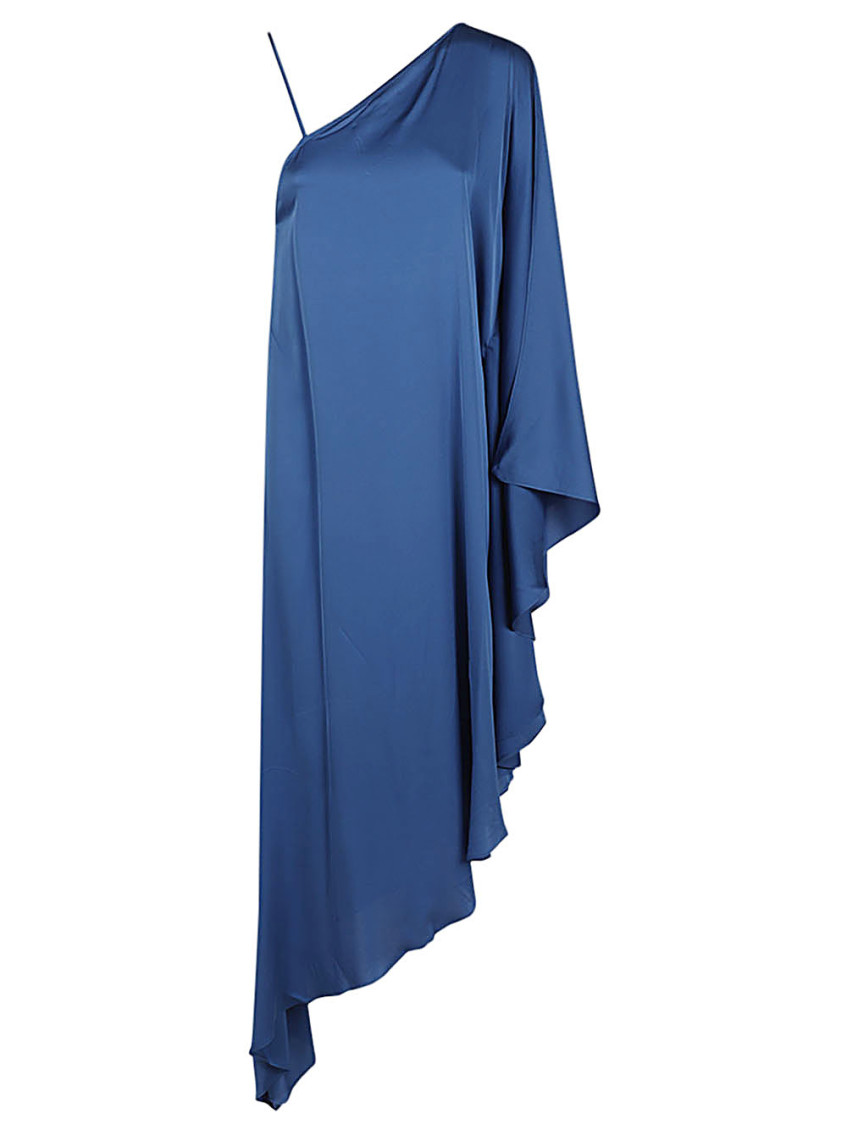 Silk95five Long Asymmetrical Silk Dress In Royal Blue