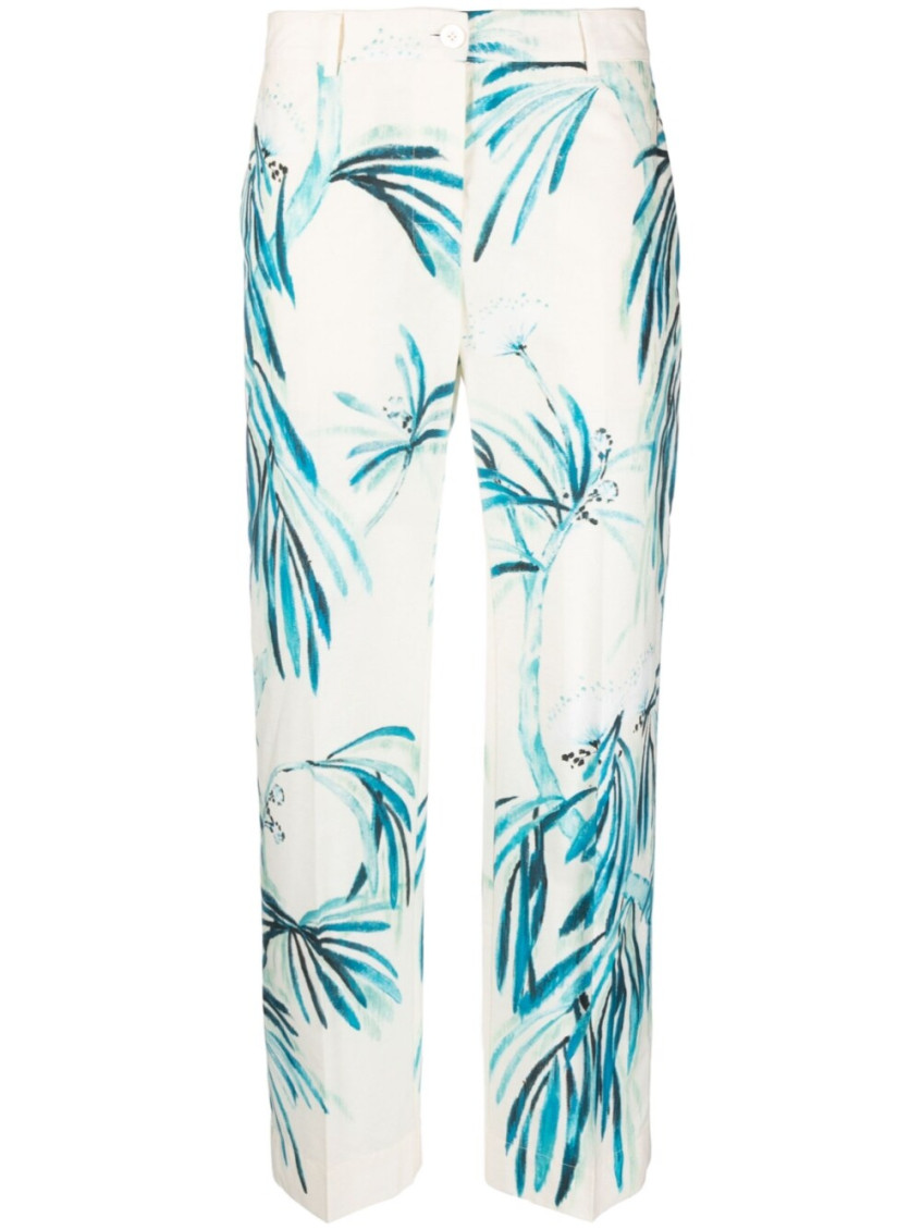 F.r.s For Restless Sleepers Etere Printed Silk-twill Straight-leg Pants In White