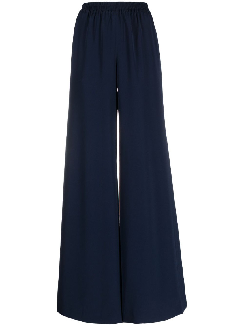Gianluca Capannolo Satin Wide Leg Trousers In Navy Blue