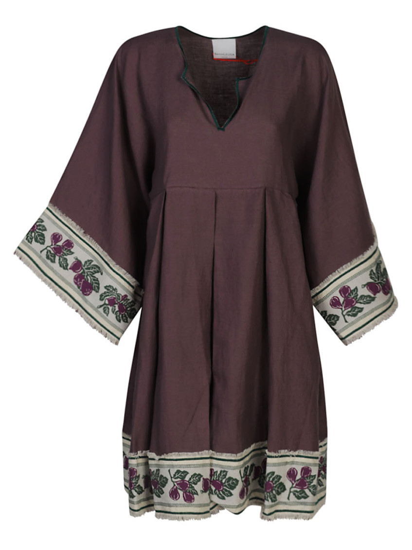 Ninaleuca Linen Short Dress In Purple