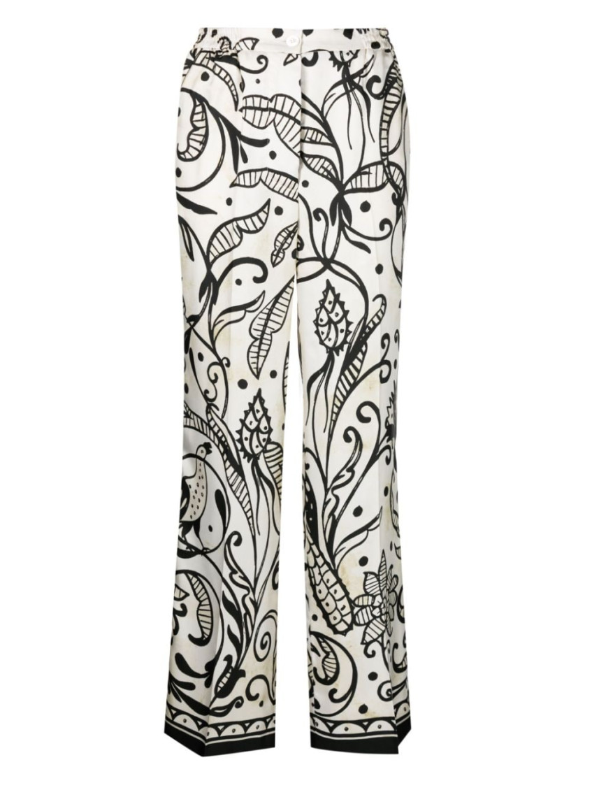 F.r.s For Restless Sleepers White White Printed Silk Trousers In White