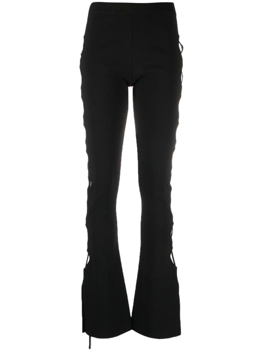 Shop Andreädamo Black Black Cut-out Flared Trousers