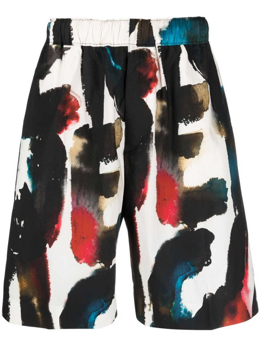 Alexander Mcqueen All-over Graffiti Acquerello Print Bermuda Shorts In Multicolor