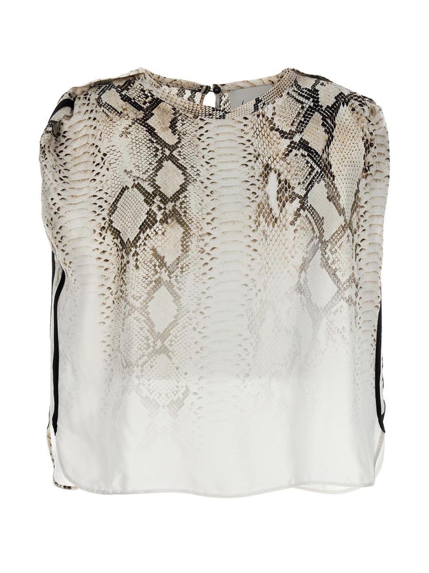 Nude Sleeveless T-shirt With Round Neck In Multicolor