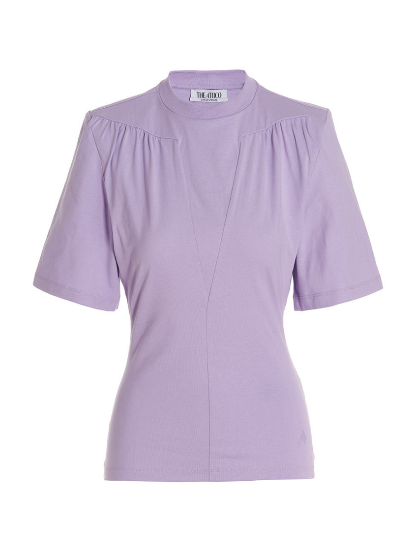 Attico Jewel Cut-out Cotton T-shirt In Purple