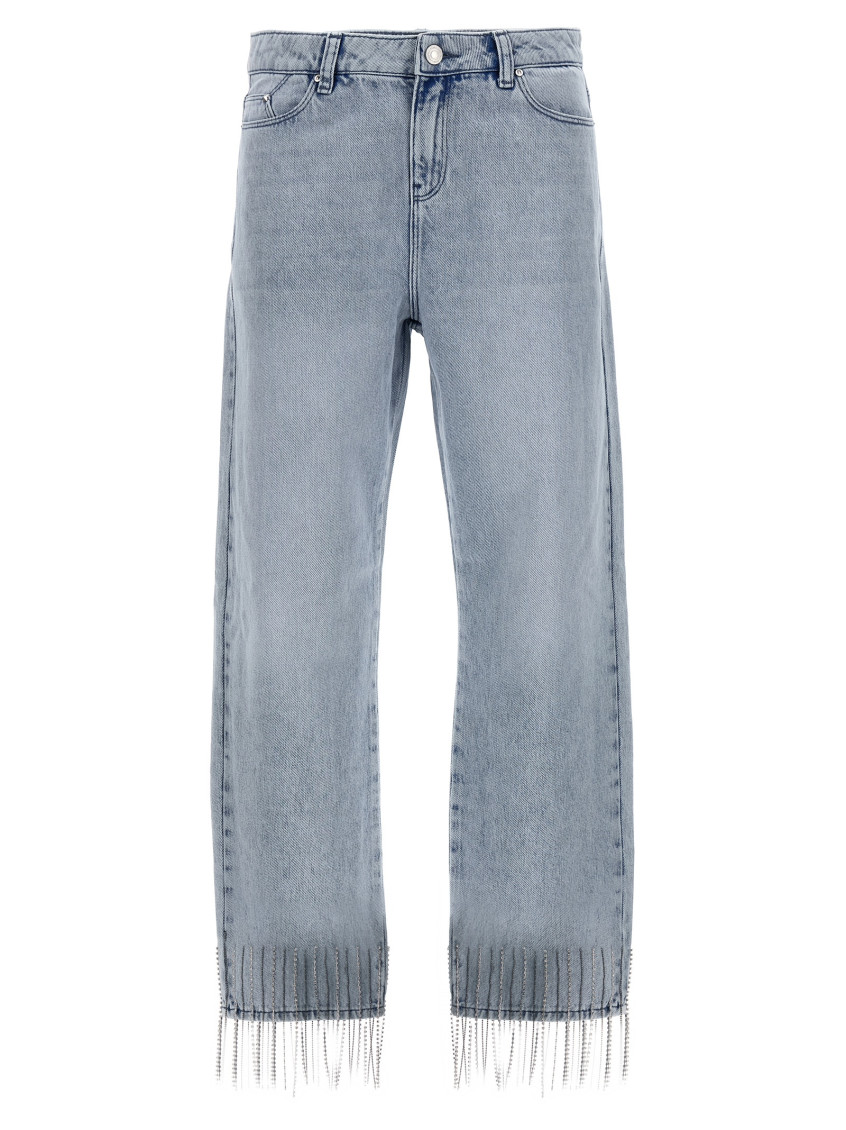 Shop Karl Lagerfeld Light Blue Fringes Jeans