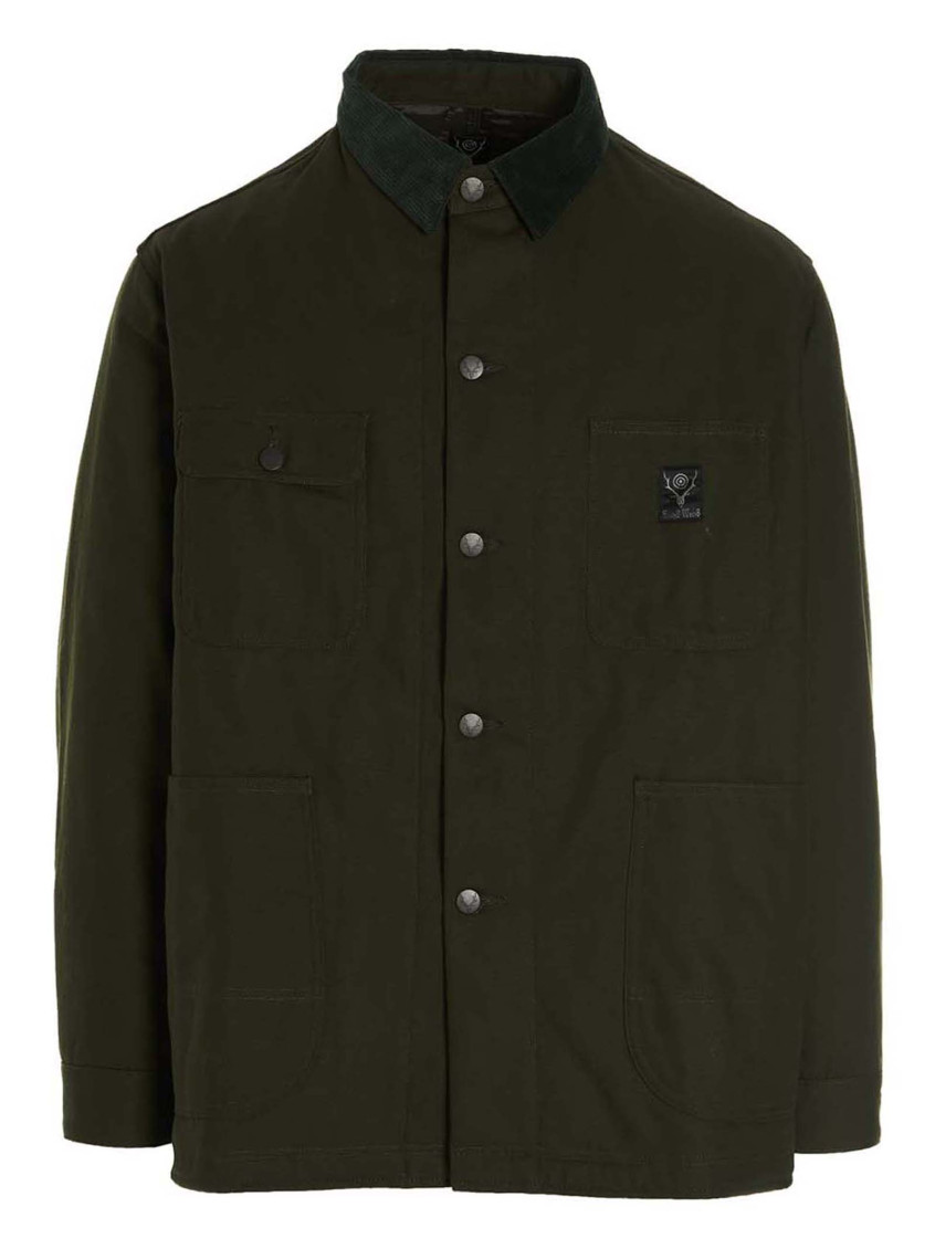 South2 West8 Dark Green Coverall Quilted Jacket In Green