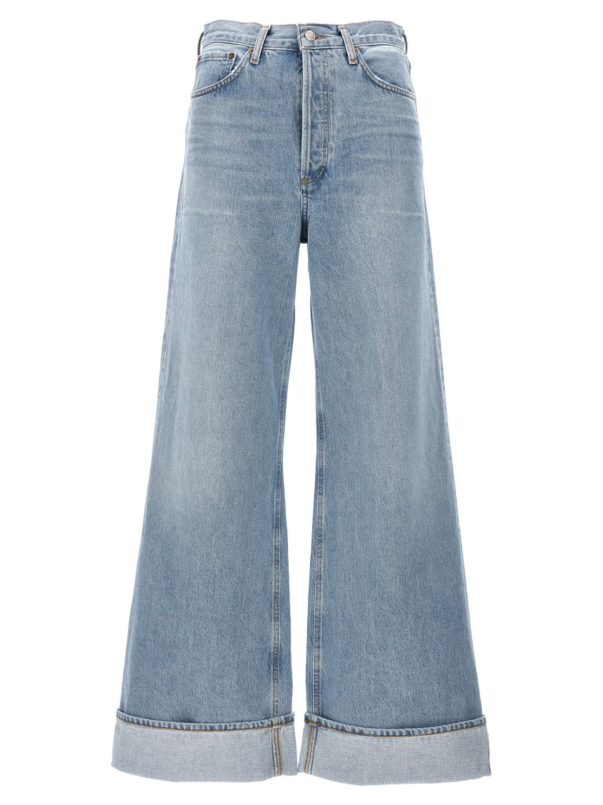 Agolde Womens Baggy Wide-leg Organic Cotton-blend Denim Jeans Libertine In Light Blue