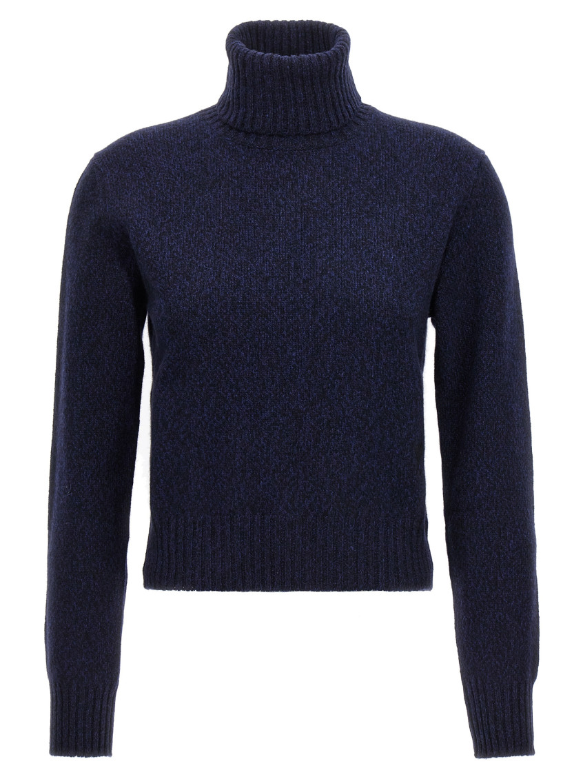 Ami Alexandre Mattiussi Dark Blue Logo Cachemire Sweater In Dark Blue