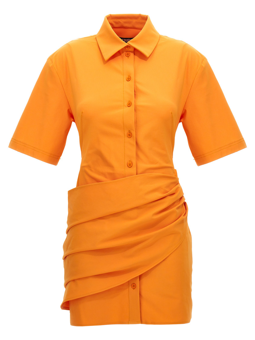 Shop Jacquemus Orange La Robe Camisa Dress