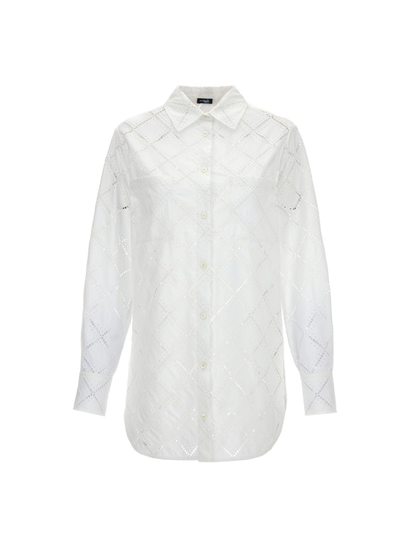 Shop Kiton White Perforated Shirt