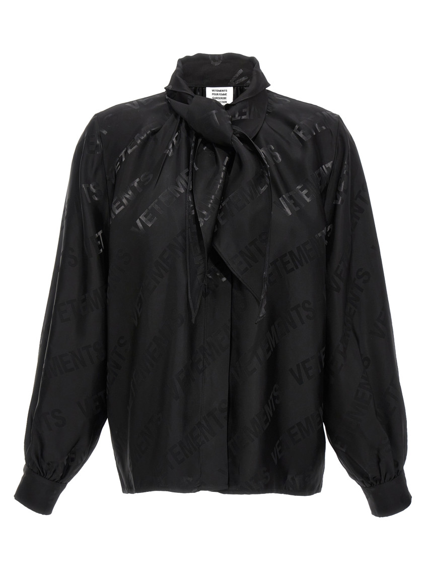 Shop Vetements Black Monogram Logo Blouse