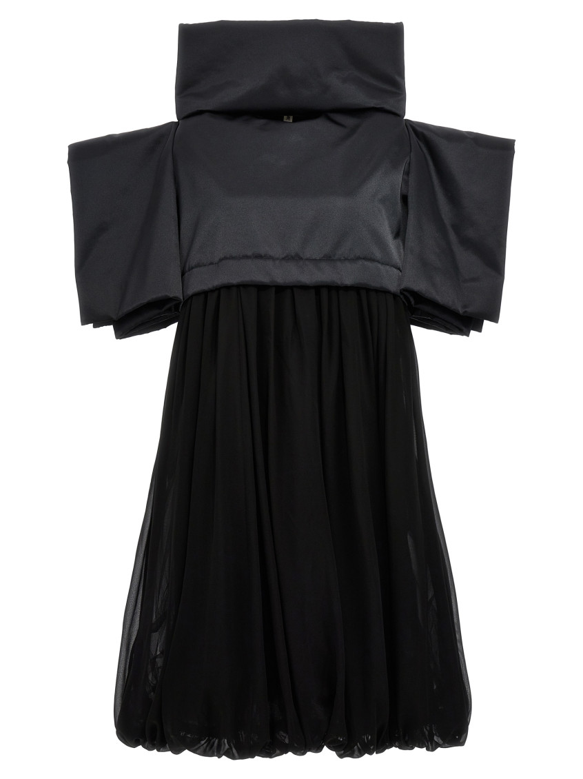 Comme Des Garçons Wide-sleeves Puffball Midi Dress In Black