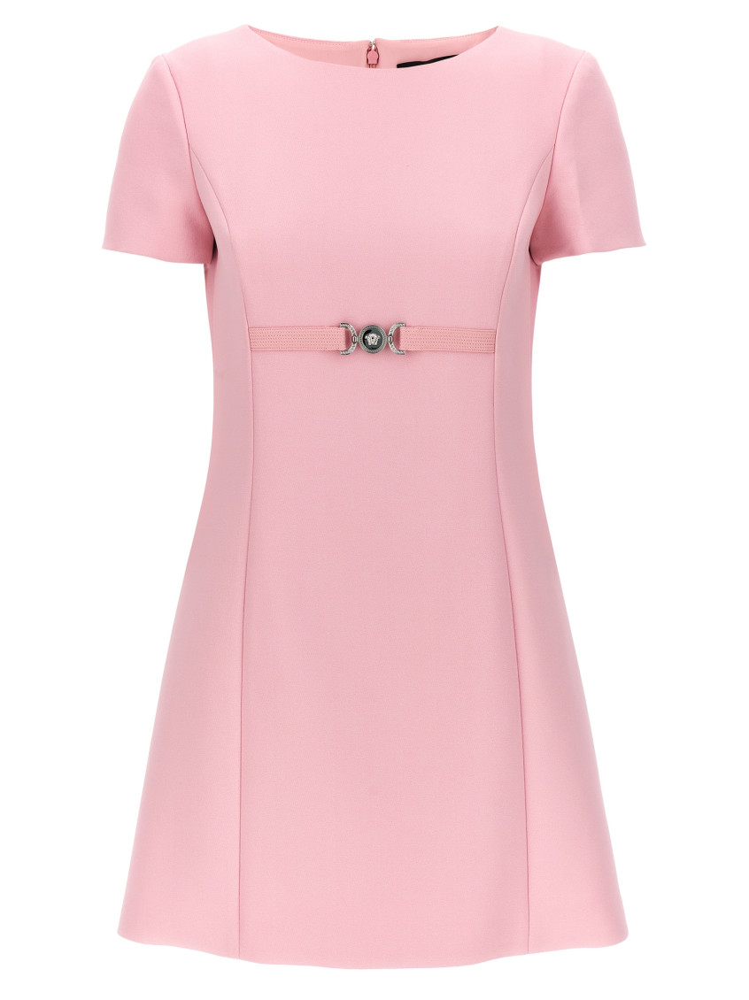 Shop Versace Pink Medusa Plaque Dress