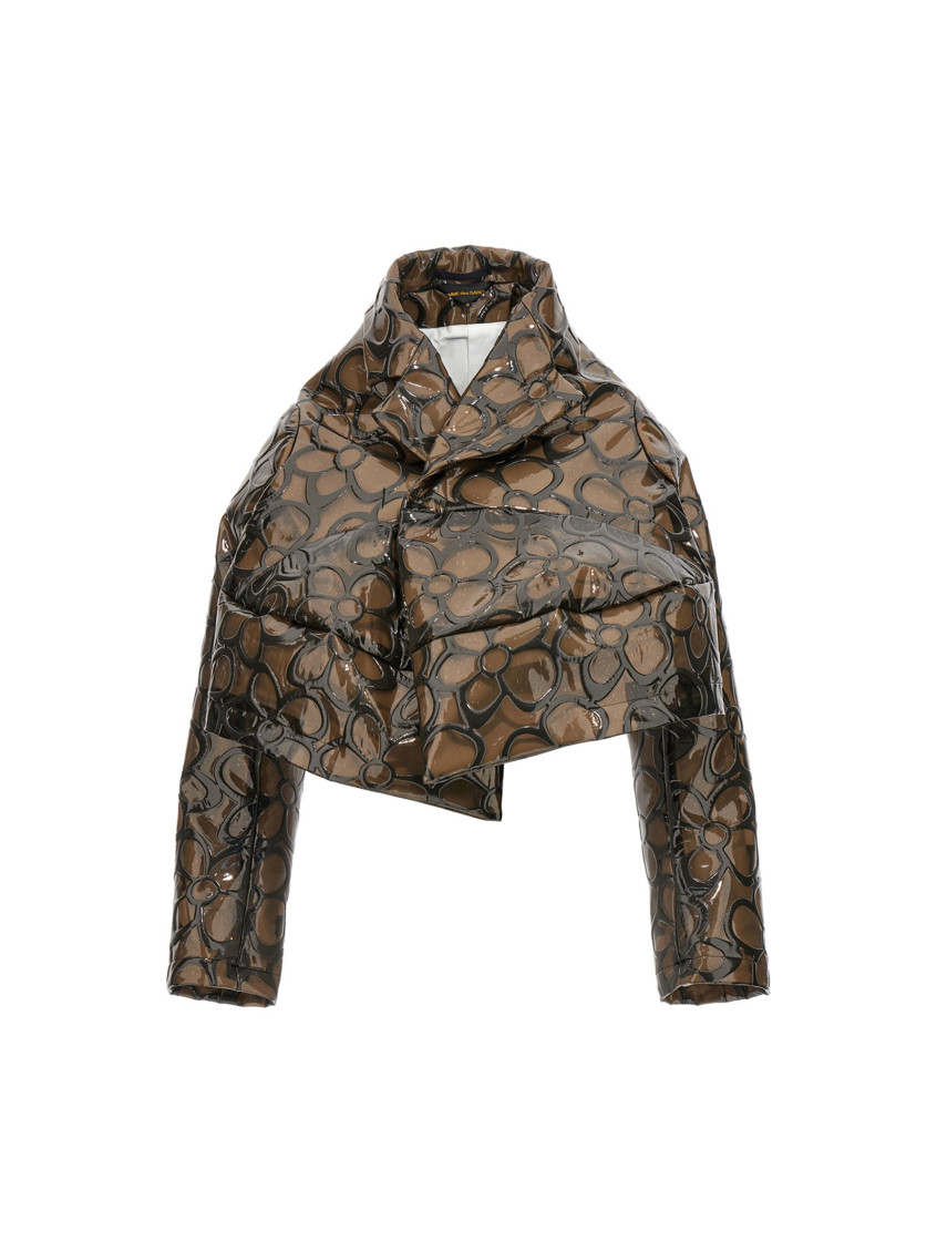 Shop Comme Des Garçons Grey Floral Pvc Cropped Jacket