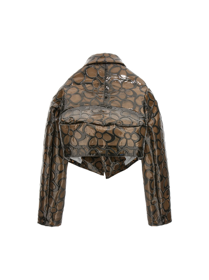 ダウンジャケット・コート COMME DES GARCONS Floral PVC cropped jacket Gray Comme Des Garcons Grey Floral PVC cropped jacket for Women