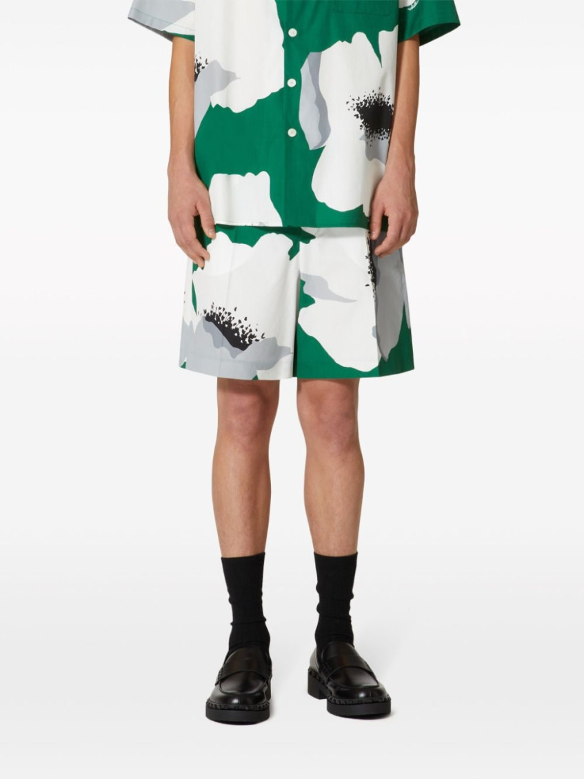 Valentino Green Flower Portrait Shorts for Men Online USA at