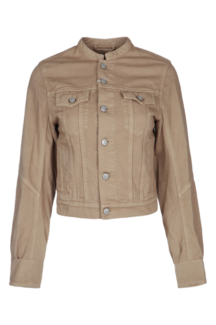 Mm6 Maison Margiela Woman Denim Outerwear Light Brown Size 8 Cotton