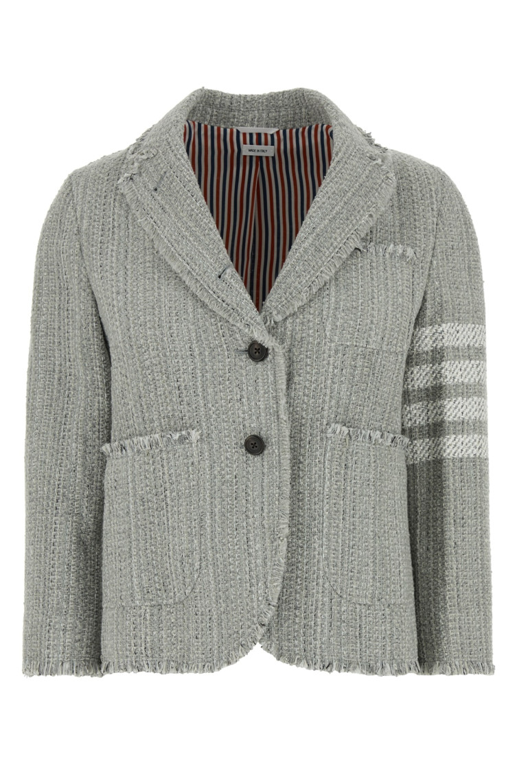 Thom Browne Grey 4 Bar-stripe Tweed Jacket