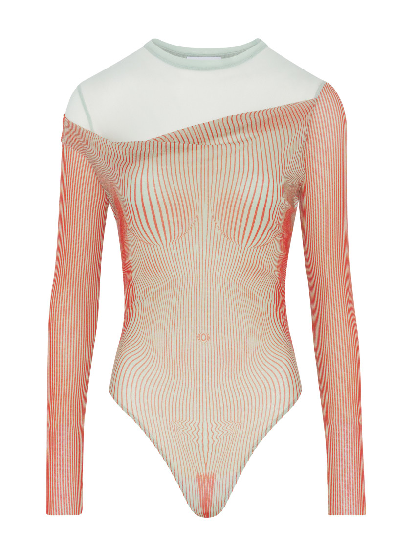 JEAN PAUL GAULTIER RED LONG SLEEVE BODYSUIT