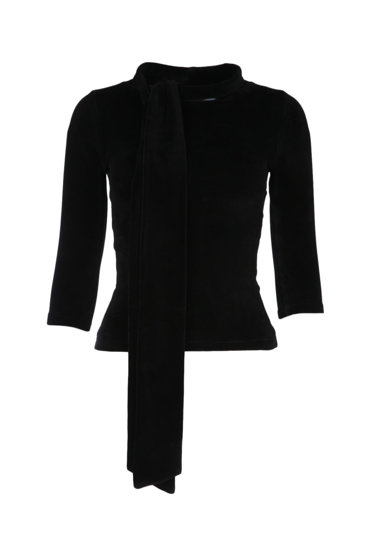 Balenciaga Scarf Turtleneck Terry-cloth Blouse In Black