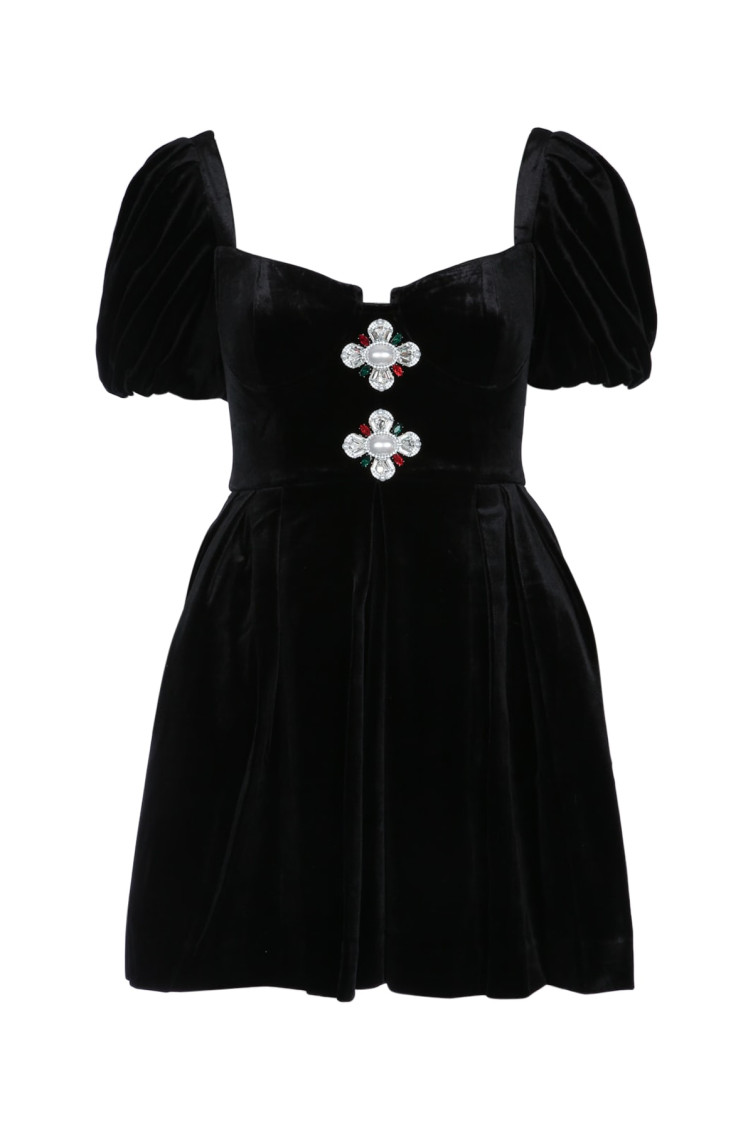 Self-portrait Black Velvet Sweetheart Mini Dress