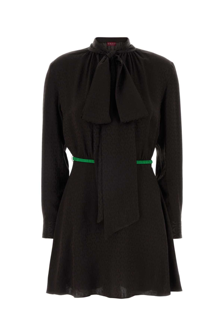 Gucci Black Neck Tie Full Sleeves Mini Dress for Women Online USA at Darveys.com Gucci Black Neck Tie Full Sleeves Mini Dress for Women Online USA at Darveys.com