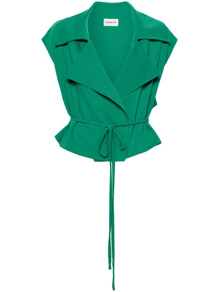 P.a.r.o.s.h Tied Cady Gilet In Green
