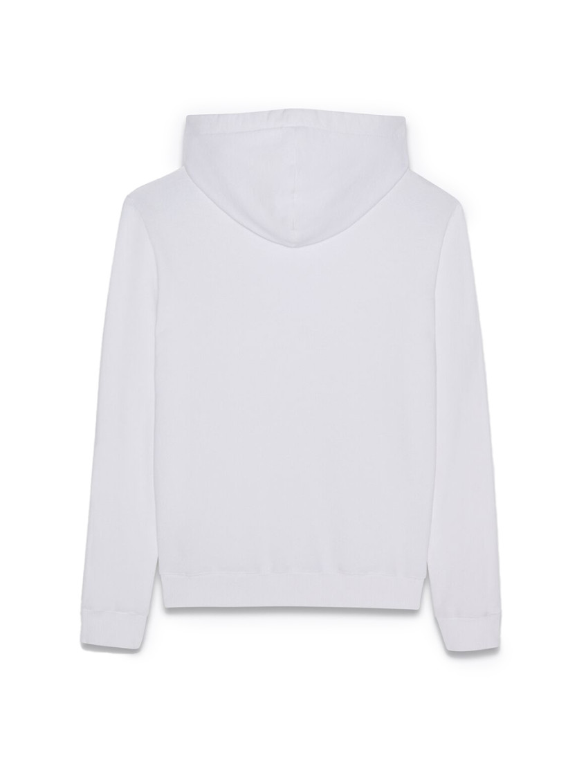 パーカー・フーディ Saint Laurent White Cotton Hoodie with Logo Print Saint Laurent White Printed Logo Hoodie for Men Online USA