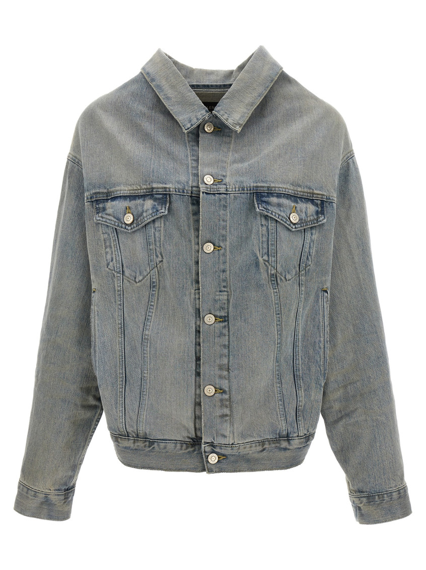 Balenciaga Off-the-shoulder Jacket In Navy Blue