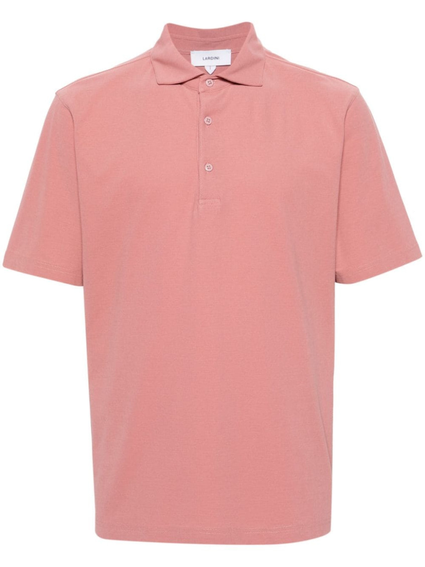 Shop Lardini Light Pink Polo Shirt With Logo