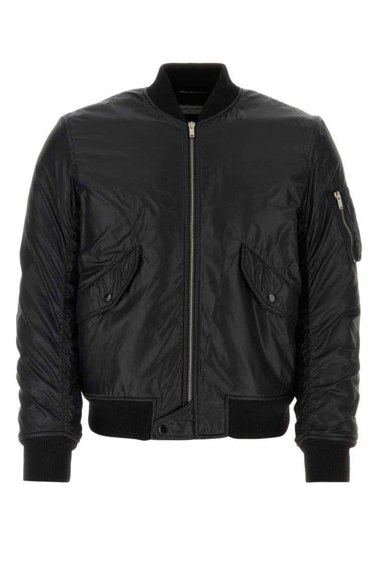 Saint Laurent Black Regular Fit Bomber Jacket In Black