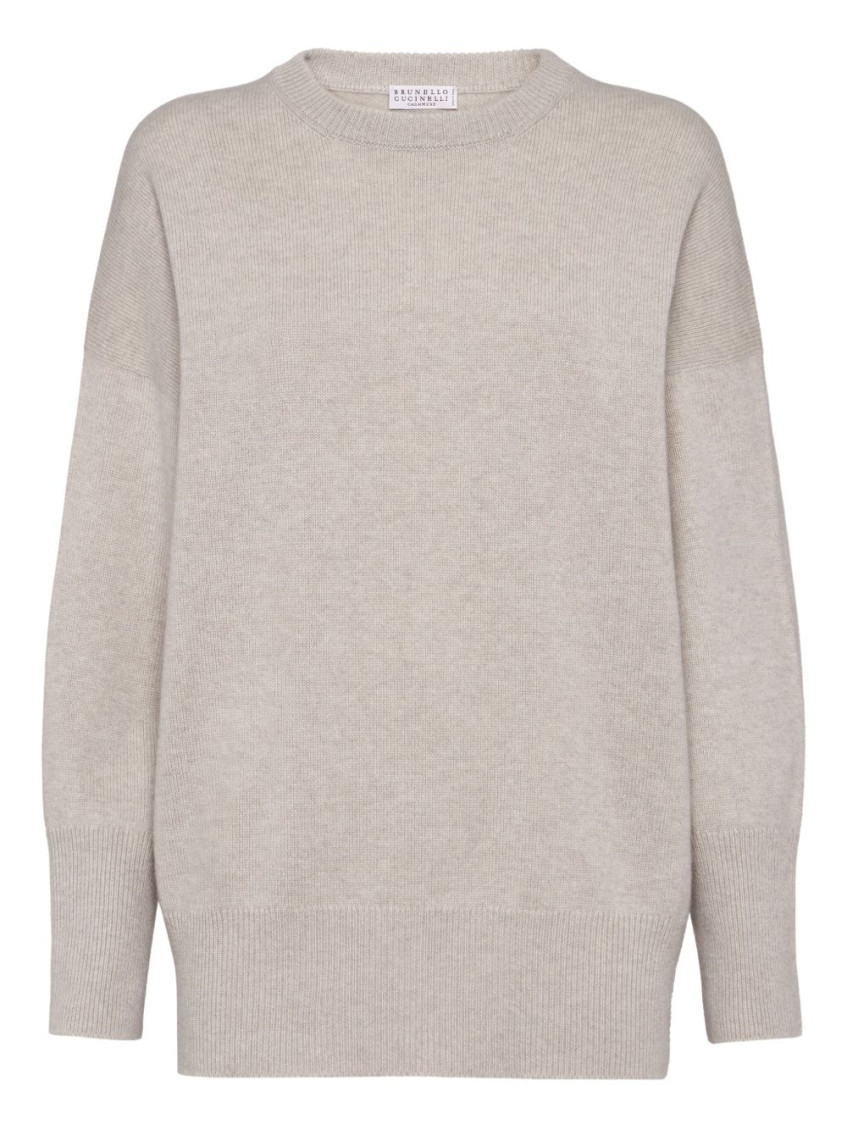 Brunello Cucinelli Beige Cashmere Crewneck Sweater