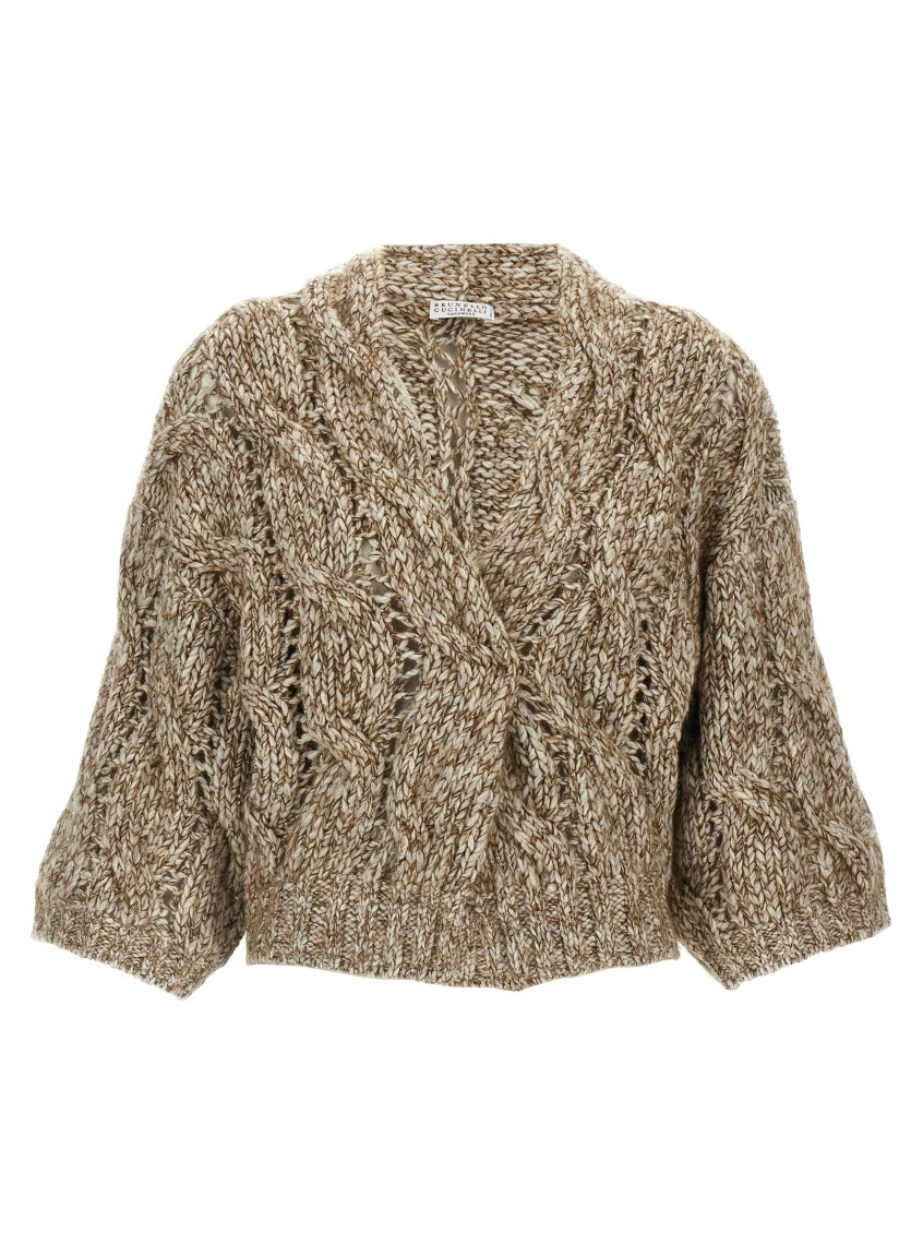 Brunello Cucinelli Beige Short-sleeved Cardigan