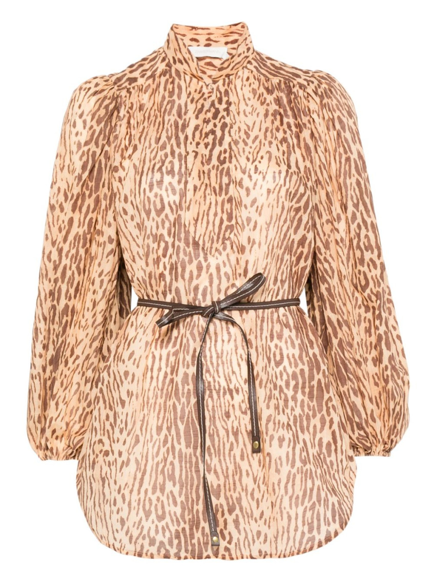 Zimmermann Leopard Print Cascadian Blouse