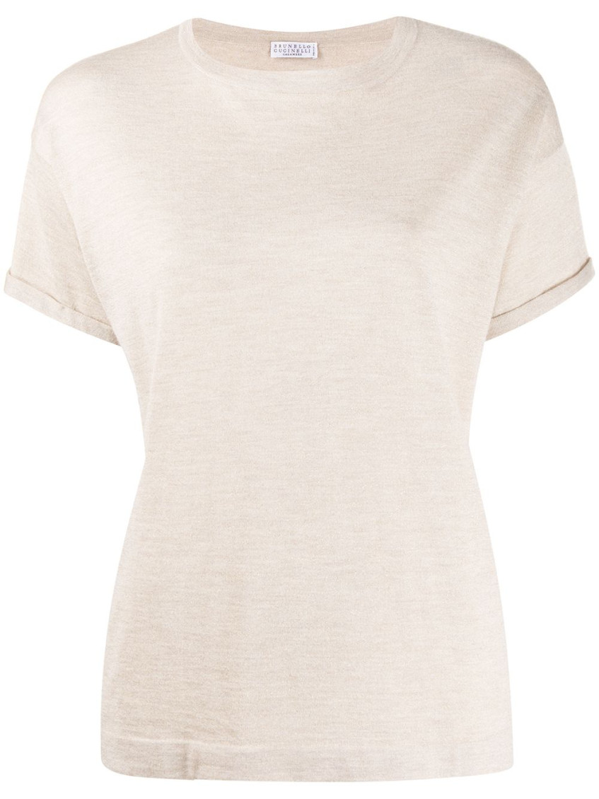 Brunello Cucinelli Beige Wool And Silk T-shirt